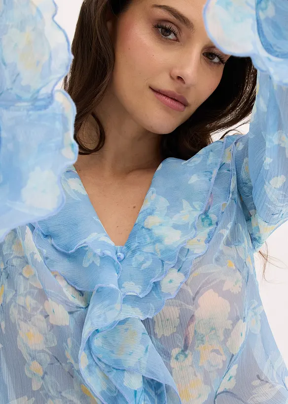 Blusa di chiffon con volant, bonprix