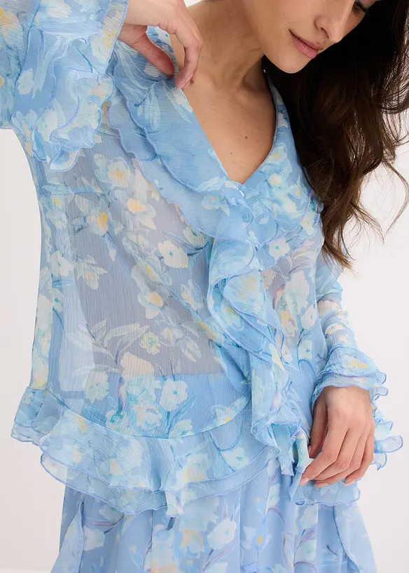 Blusa di chiffon con volant, bonprix