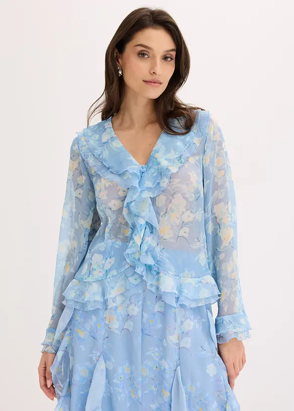 Blusa di chiffon con volant, bonprix