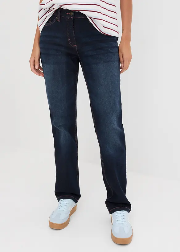 Jeans dritti con girovita comodo, vita media, bonprix