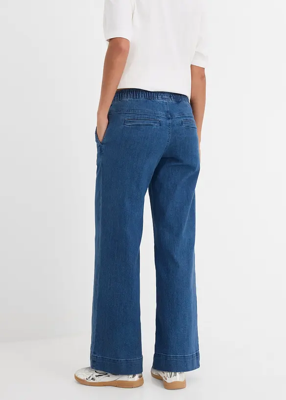 Jeans elasticizzati wide leg, vita media, bonprix