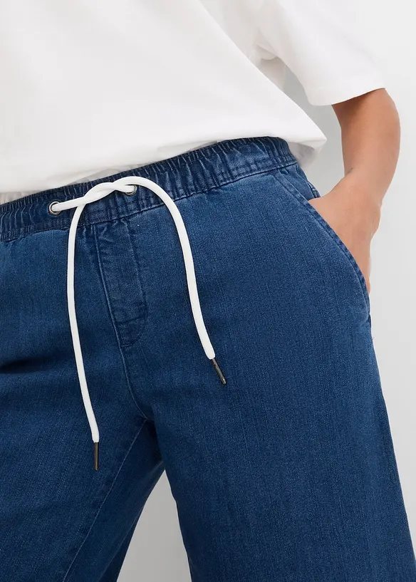 Jeans elasticizzati wide leg, vita media, bonprix