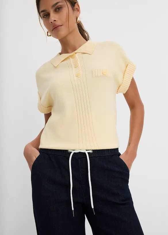 Jeans elasticizzati wide leg, vita media, bonprix