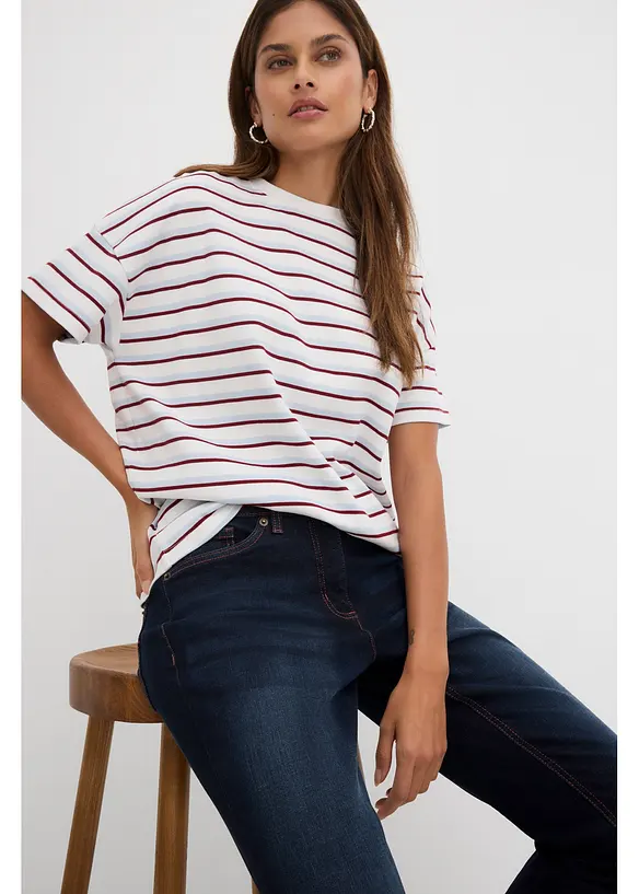 Jeans dritti con girovita comodo, vita media, bonprix