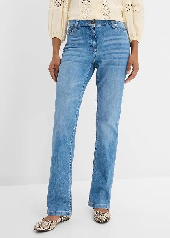 Jeans dritti con girovita comodo, vita media, bonprix