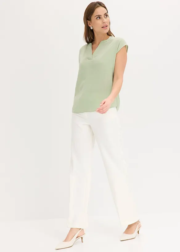 Blusa in satin a maniche corte, taglio morbido a spalle scese, bonprix