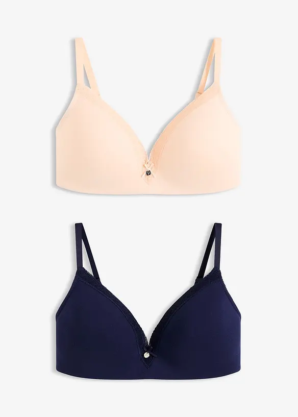 Reggiseno senza ferretto con coppe preformate e cotone biologico (pacco da 2), bonprix