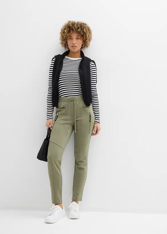 Pantaloni con elastico in vita in morbido punto di Roma, bonprix