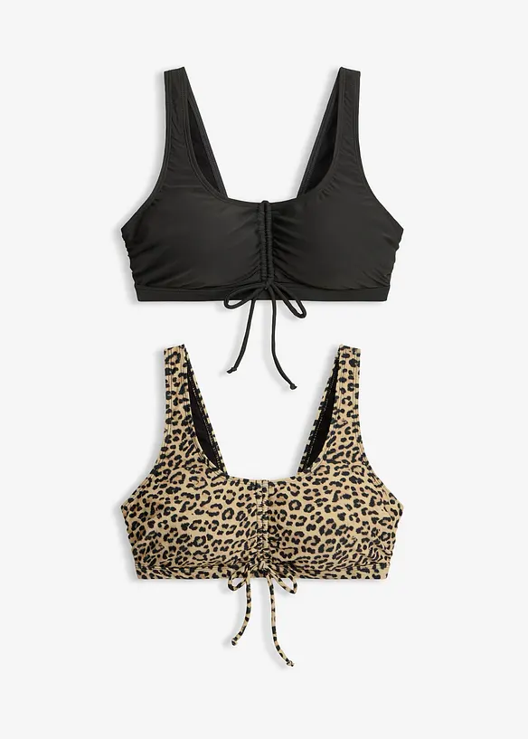 Reggiseno bikini a bustier con laccetti da annodare (pacco da 2), bonprix