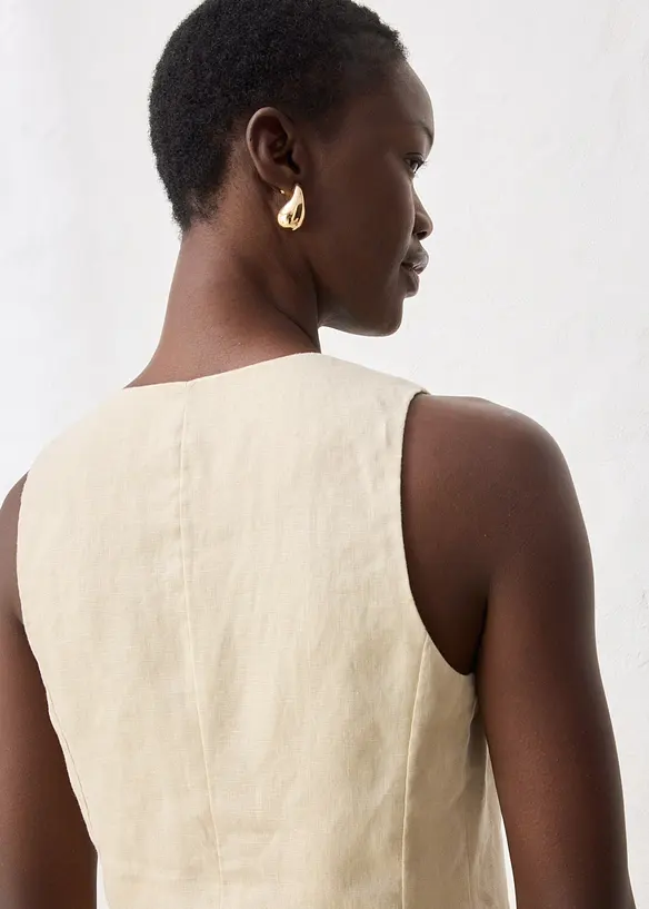 Gilet in stile sartoriale in puro lino, bonprix