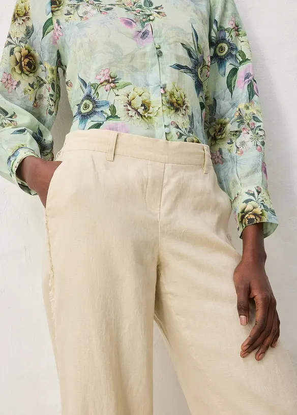 Pantaloni in lino a gamba larga, bonprix