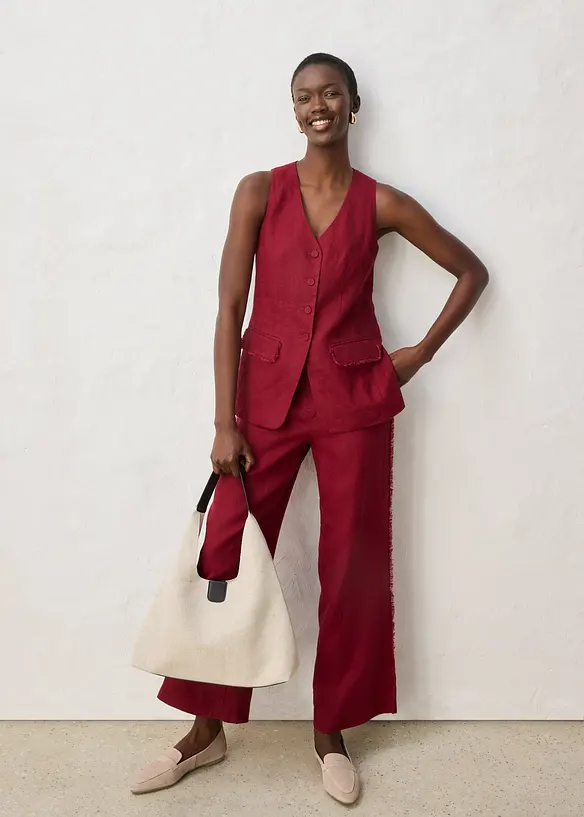 Gilet in stile sartoriale in puro lino, bonprix