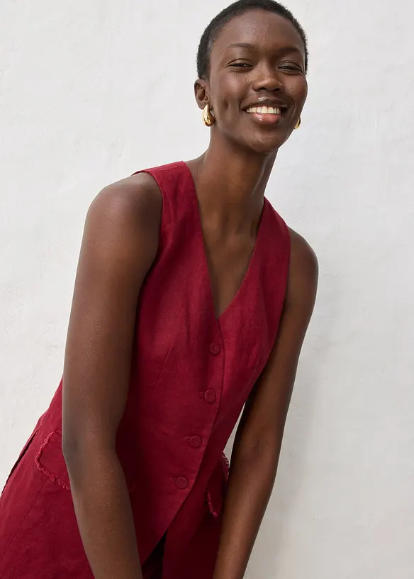 Gilet in stile sartoriale in puro lino, bonprix