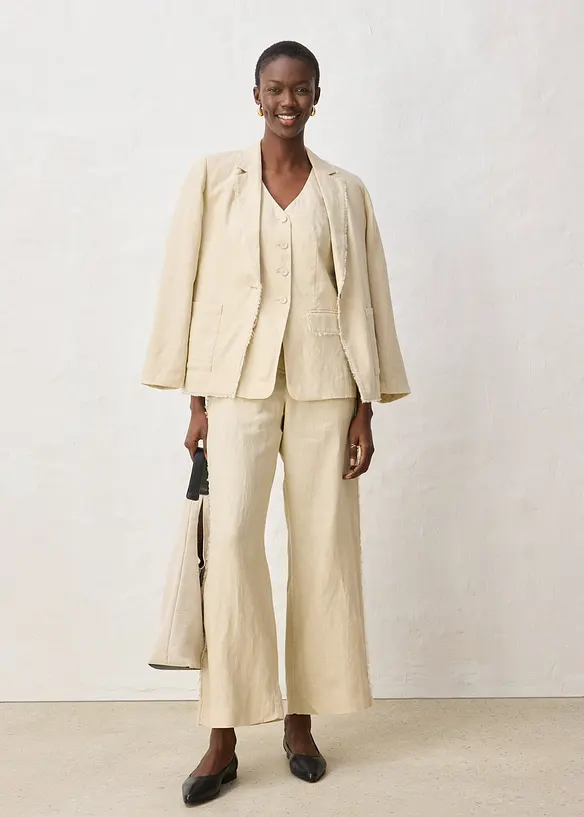 Gilet in stile sartoriale in puro lino, bonprix