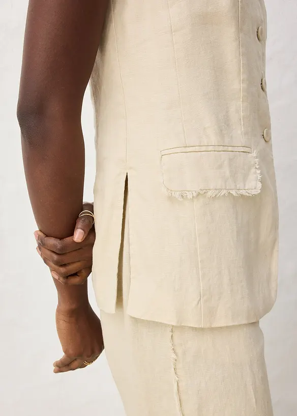 Gilet in stile sartoriale in puro lino, bonprix