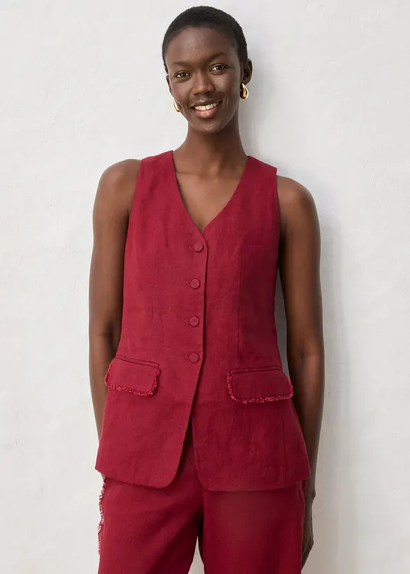 Gilet in stile sartoriale in puro lino, bonprix