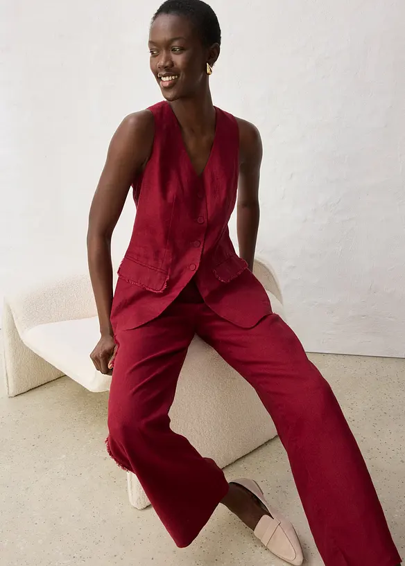 Gilet in stile sartoriale in puro lino, bonprix