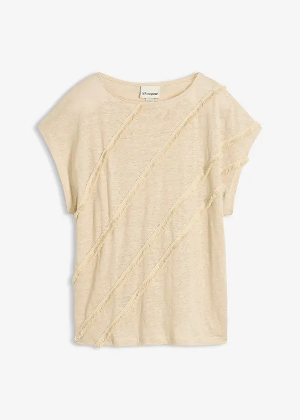 Maglia in puro lino con applicazione, bonprix