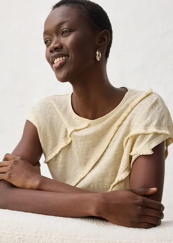 Maglia in puro lino con applicazione, bonprix