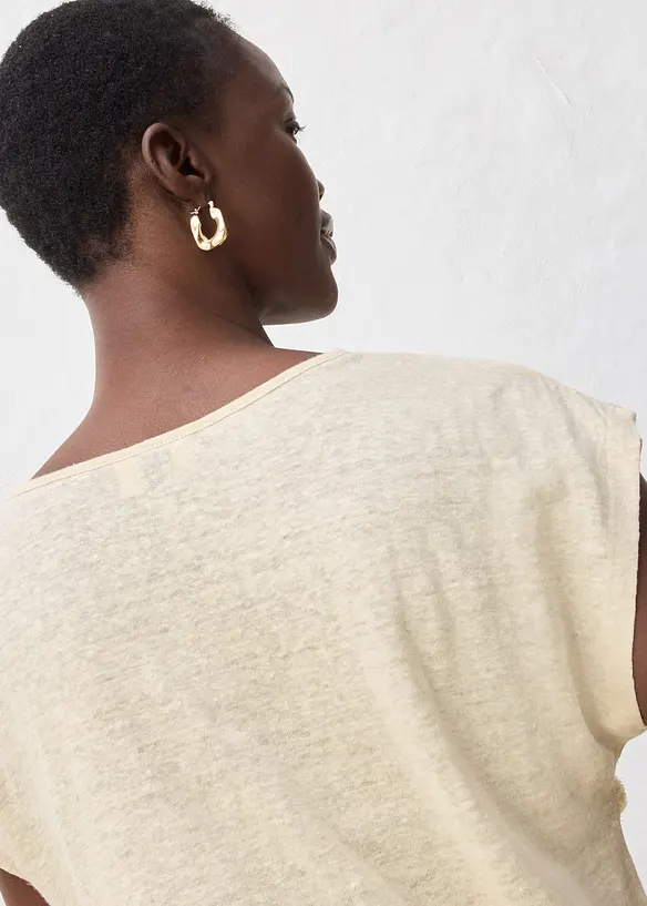 Maglia in puro lino con applicazione, bonprix