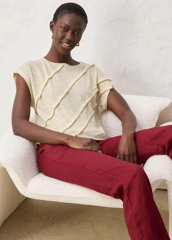 Maglia in puro lino con applicazione, bonprix