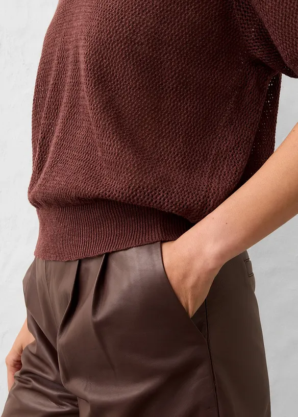 Polo in maglia traforata di misto lino, bonprix