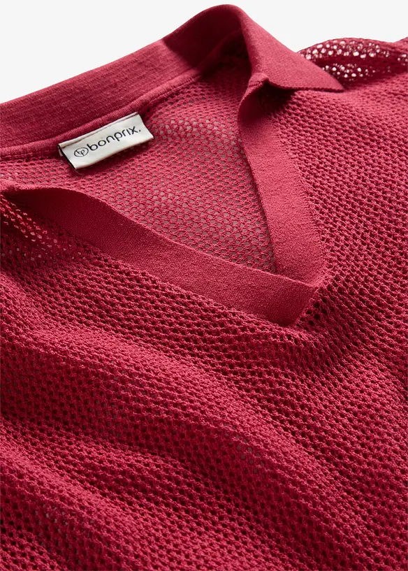 Polo in maglia traforata di misto lino, bonprix