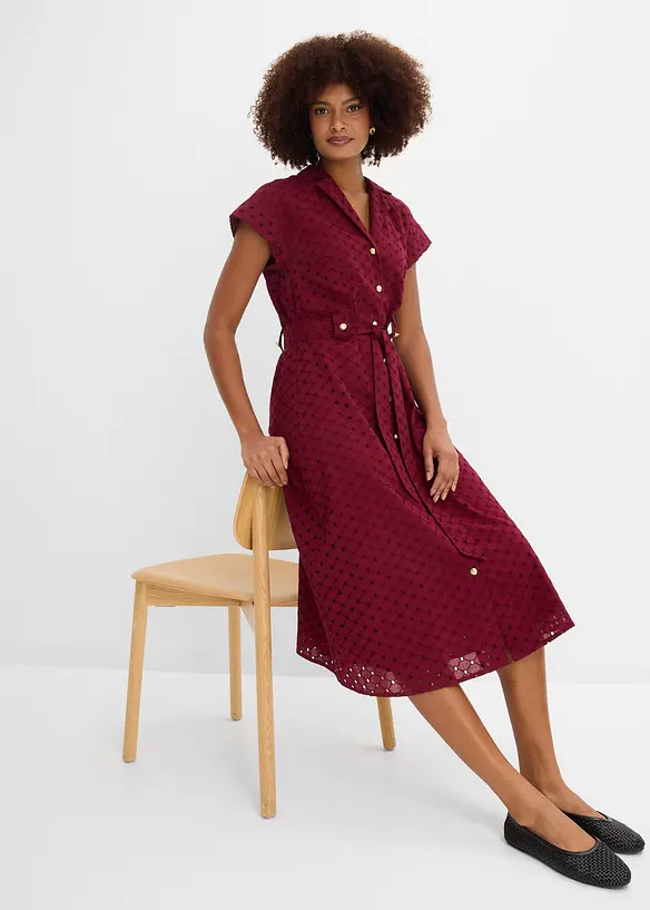 Abito chemisier in pizzo traforato, bonprix