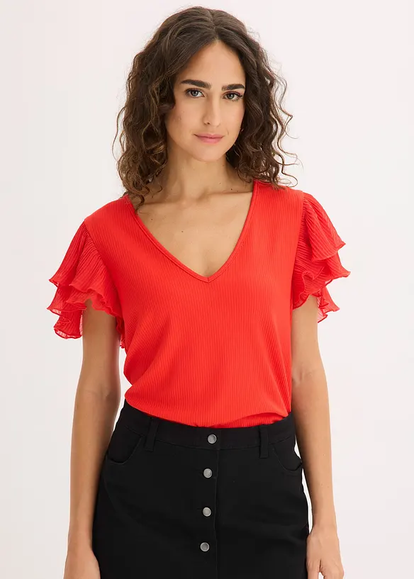 Maglia con volant, bonprix