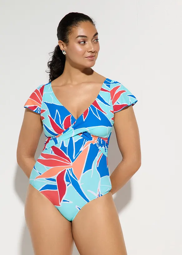 Costume intero leggermente modellante con effetto incrociato, bonprix