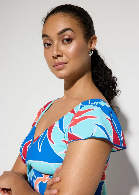 Costume intero leggermente modellante con effetto incrociato, bonprix