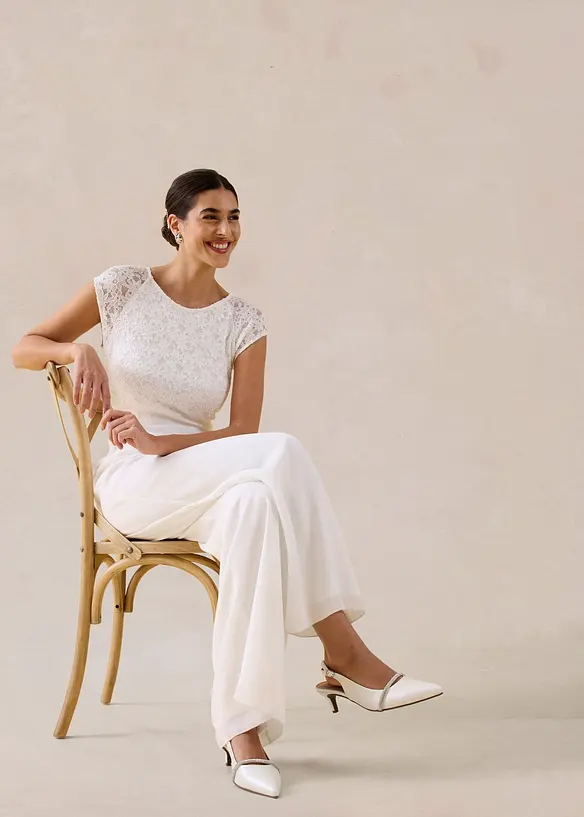 Tuta in fine chiffon con pizzo, bonprix