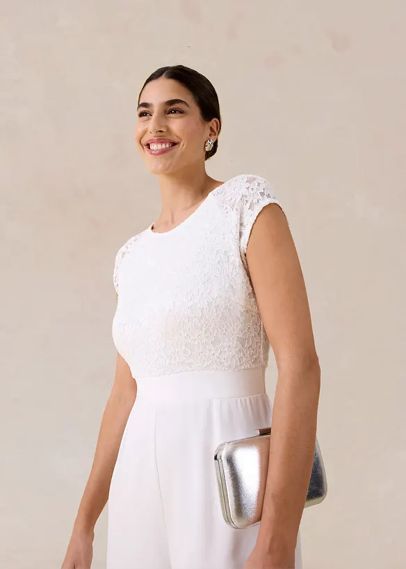 Tuta in fine chiffon con pizzo, bonprix