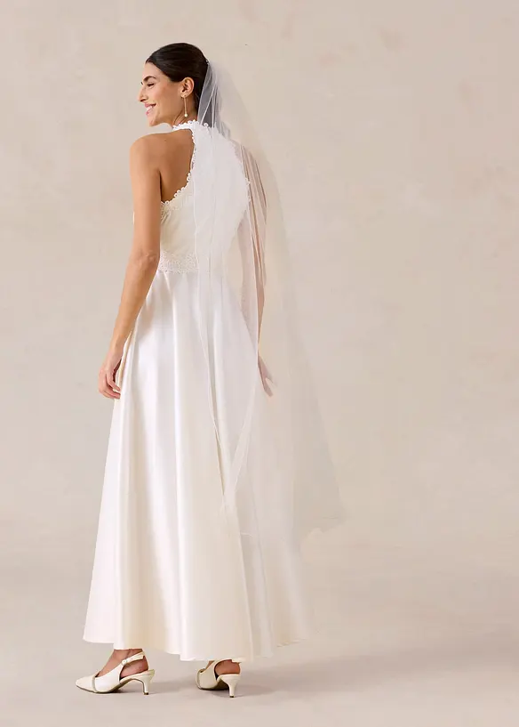 Abito da sposa in satin lucido con pizzo, bonprix