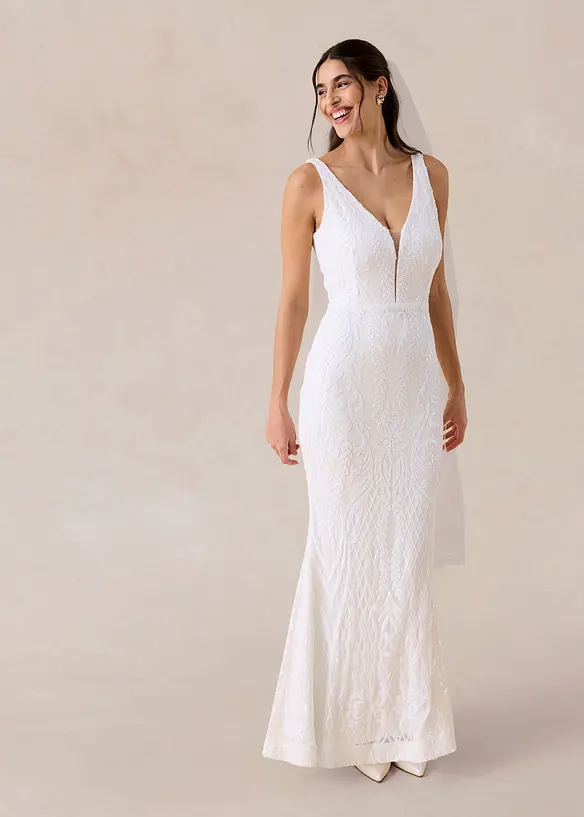 Abito da sposa in tulle delicato con ricami e paillettes, bonprix