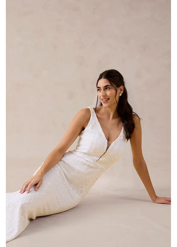 Abito da sposa in tulle delicato con ricami e paillettes, bonprix