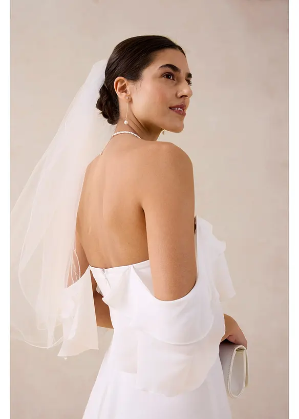 Abito da sposa in fine chifon con drappeggio, bonprix