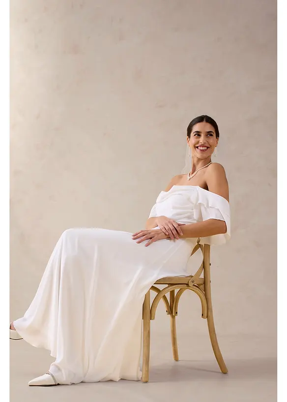 Abito da sposa in fine chifon con drappeggio, bonprix