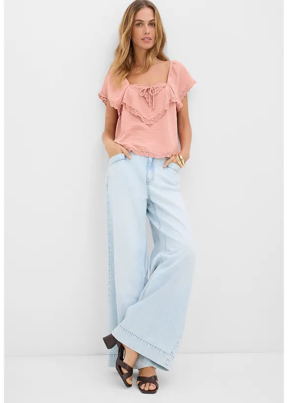 Jeans wide leg, vita alta, bonprix