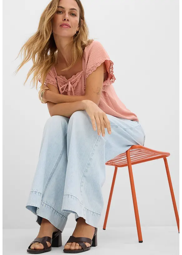 Jeans wide leg, vita alta, bonprix