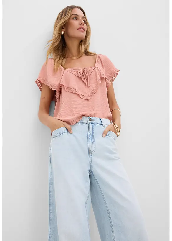 Jeans wide leg, vita alta, bonprix