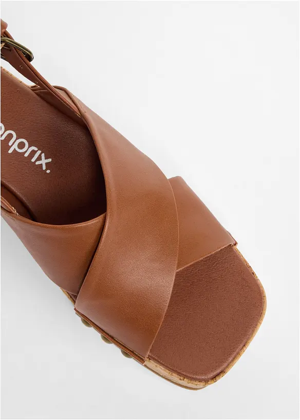 Sandali con zeppa effetto sughero, bonprix