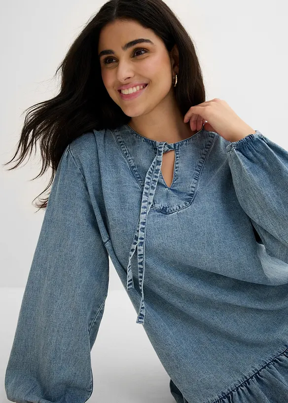 Abito midi disinvolto in misto lino, bonprix