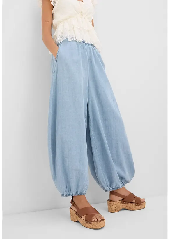 Pantaloni alla turca in misto lino leggero, bonprix