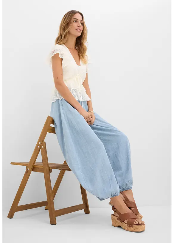 Pantaloni alla turca in misto lino leggero, bonprix