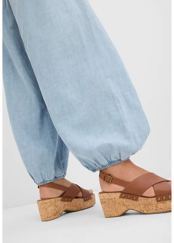 Pantaloni alla turca in misto lino leggero, bonprix