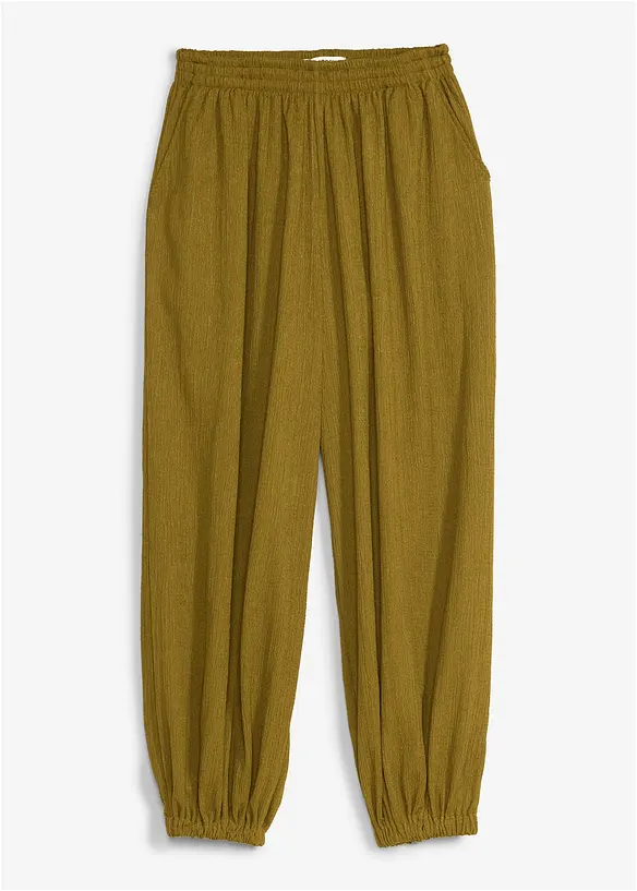 Pantaloni alla turca in cr&ecirc;pe operato, bonprix