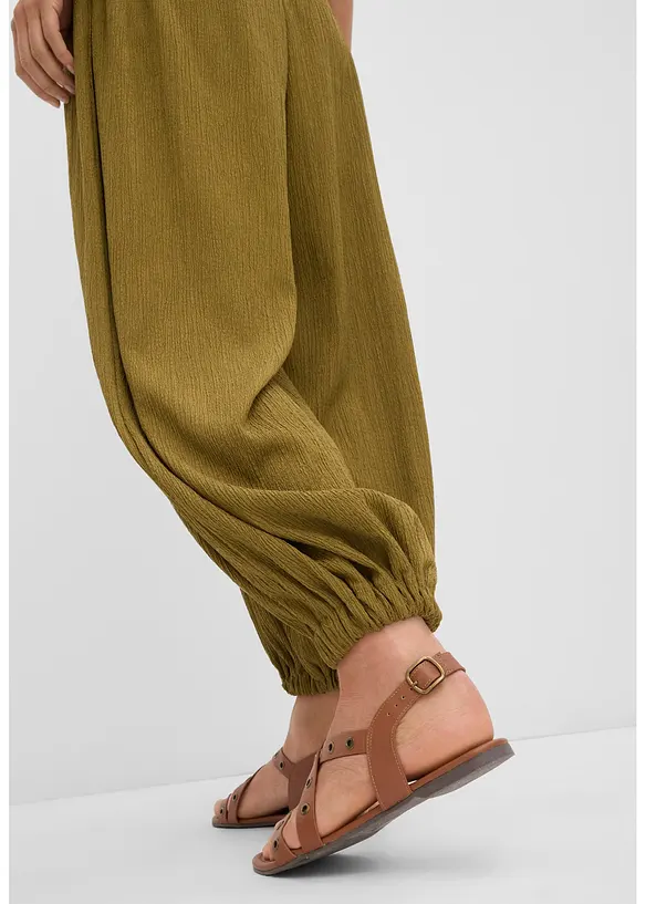 Pantaloni alla turca in cr&ecirc;pe operato, bonprix