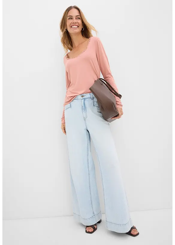 Maglia a maniche lunghe in misto viscosa morbido, bonprix