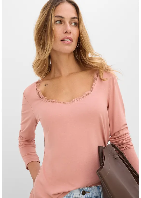 Maglia a maniche lunghe in misto viscosa morbido, bonprix